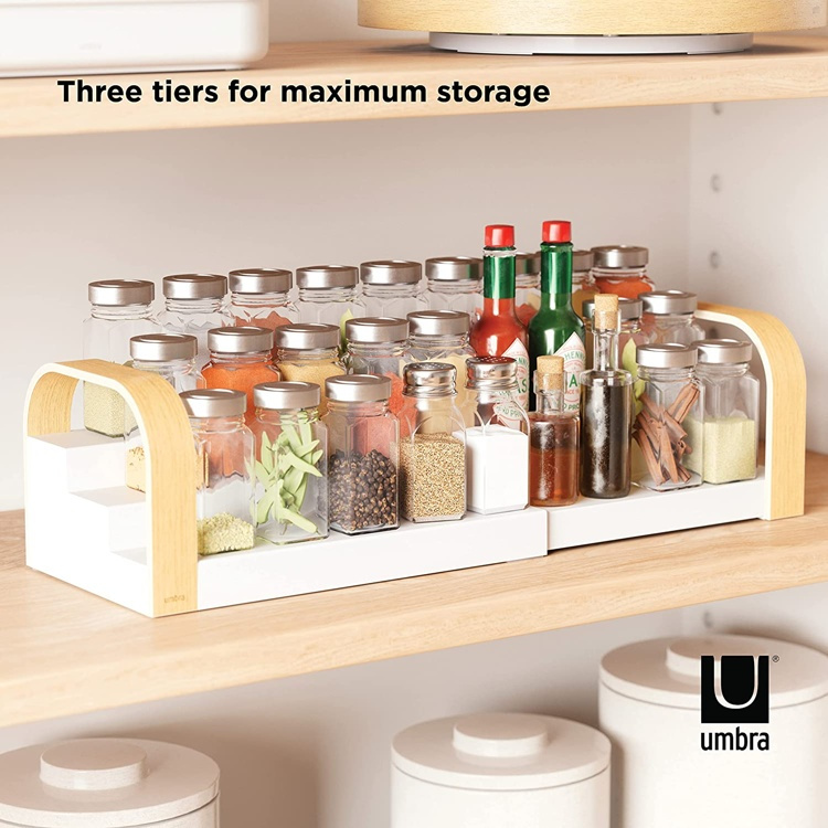 Trappstegshylla i 3 plan, UMBRA BELLWOOD SPICE SHELF, Utdragbar, 31 - 42 cm, Vit / Natur i gruppen Förvaring / Köksförvaring / Organisera köksskåp / Kryddställ hos SmartaSaker.se (42995)