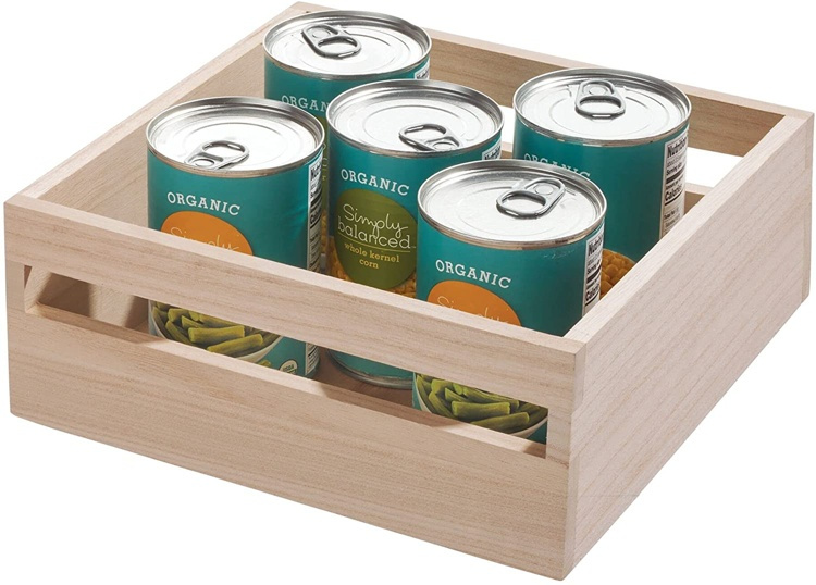Trälåda, fyrkantig, Låg kant, PAULOWNIA ECO WOOD SQUARE BOX, 25,4 x 25,4 x H 10,2 cm, Natur i gruppen Förvaring / Förvaringslådor hos SmartaSaker.se (43016)