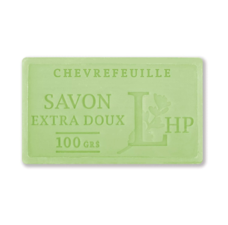 Tvål med doft av Kaprifol, 100 g, SAVON DE MARSEILLE CHÃˆVREFEUILLE, 8,5 x 5 x H 2,5 cm, Ljusgrön i gruppen Tillbehör och liknande hos SmartaSaker.se (43034)