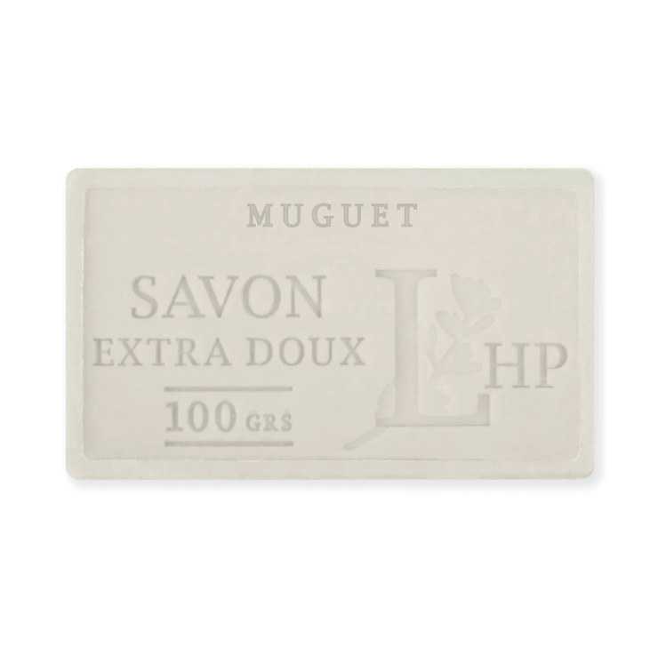 Tvål med doft av Liljekonvalj, 100 g, SAVON DE MARSEILLE MUGUET, 8,5 x 5 x H 2,5 cm, Vit i gruppen Tillbehör och liknande hos SmartaSaker.se (43036)
