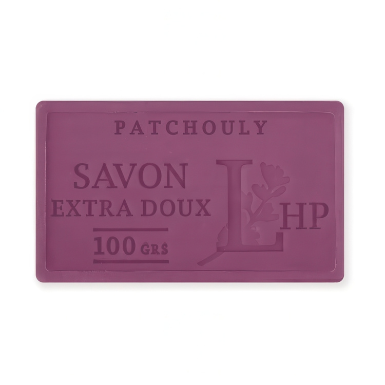 Tvål med doft av Patchouli, 100 g, SAVON DE MARSEILLE PATCHOULY, 8,5 x 5 x H 2,5 cm, Vinröd i gruppen Förvaring hos SmartaSaker.se (43039)