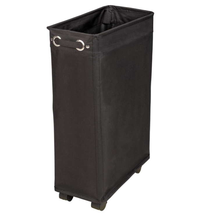 Tvättkorg på hjul, Extra Smal, CORNO, PRIME 18,5 x 40 x H 60 cm, Svart i gruppen Förvaring / Tvätt och tork / Tvättkorgar hos SmartaSaker.se (43102)