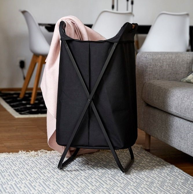 Tvättkorg, Metallställning, LOFT, 41 x 42 x H 80 cm, Svart i gruppen Förvaring / Tvätt och tork / Tvättkorgar hos SmartaSaker.se (43107)