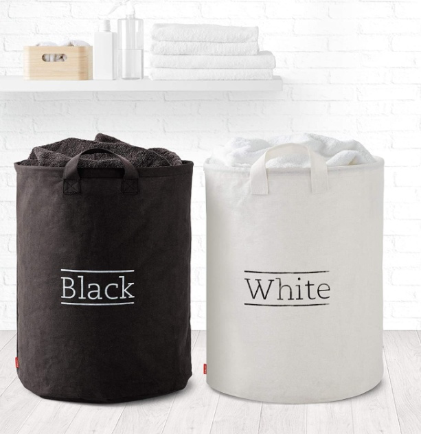 Tvättkorgar, 2 st, BLACK & WHITE, Ø40 x H 55 cm, Offwhite & Svart i gruppen Förvaring / Tvätt och tork / Tvättkorgar hos SmartaSaker.se (43108)