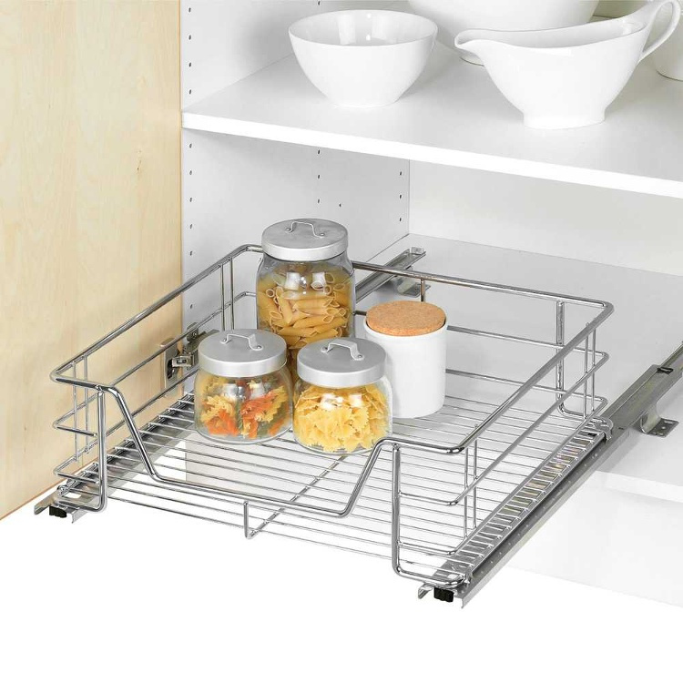 Utdragbar hylla för köksskåp, SLIDING RACK, 51 x 40 x H 18,5 cm, Silver i gruppen Förvaring / Köksförvaring / Organisera köksskåp / Under hyllan-förvaring hos SmartaSaker.se (43163)