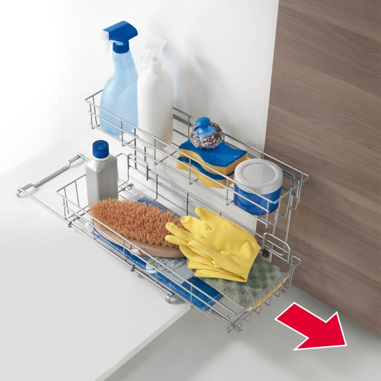 Utdragbar hylla för skåp, LIMPIO SLIDING ORGANISER, 50 x 20 x H 28 cm, Silver i gruppen Förvaring / Köksförvaring / Organisera köksskåp hos SmartaSaker.se (43164)