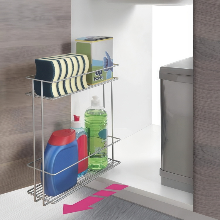 Utdragbar hylla för skåp, SLIDE-OUT XL, 38 x 11 x H 34 cm, Silver i gruppen Förvaring / Köksförvaring / Organisera köksskåp hos SmartaSaker.se (43165)