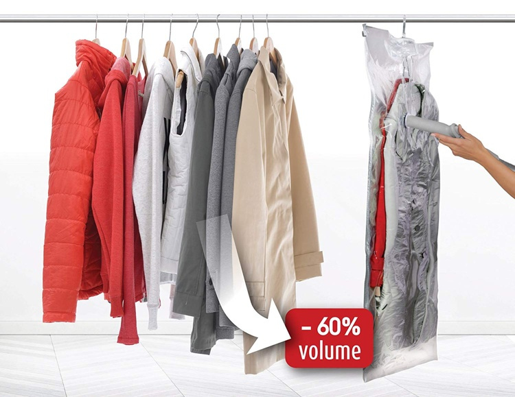 Vakuumpåse med galge, lång, DRESS, 70 x H 145 cm, Transparent i gruppen Förvaring / Garderobsförvaring / Vakuumförvaring / Hängande vakuumpåsar hos SmartaSaker.se (43189)