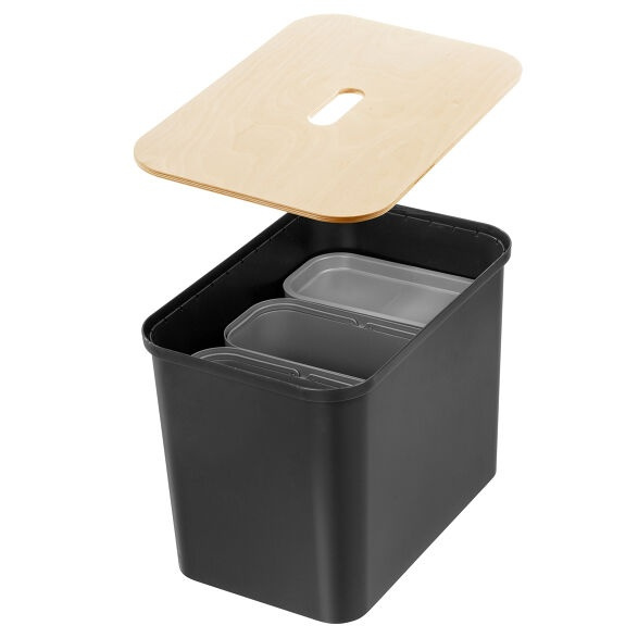Återvinningsstation med lock och 3 insatser, SMARTSTORE COLLECT, 76 L, 57 x 38 x H 42 cm i gruppen Förvaring / Städförvaring och sopsortering / Sopsortering hos SmartaSaker.se (43252)