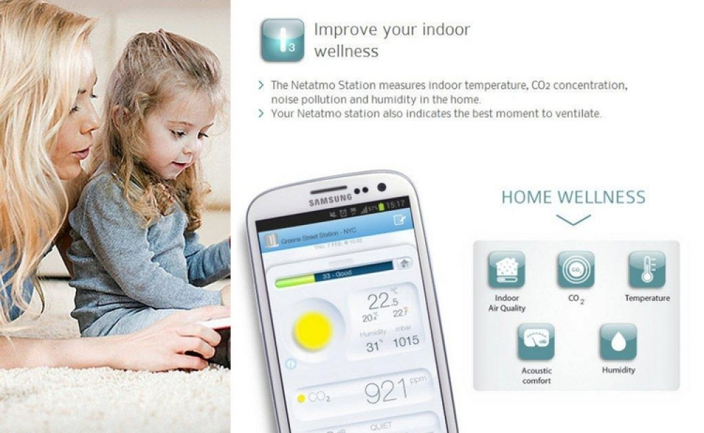 NetAtmo Klimatstation för inom- och utomhusbruk i gruppen Hemmet / Elektronik / Smart hem hos SmartaSaker.se (11876)