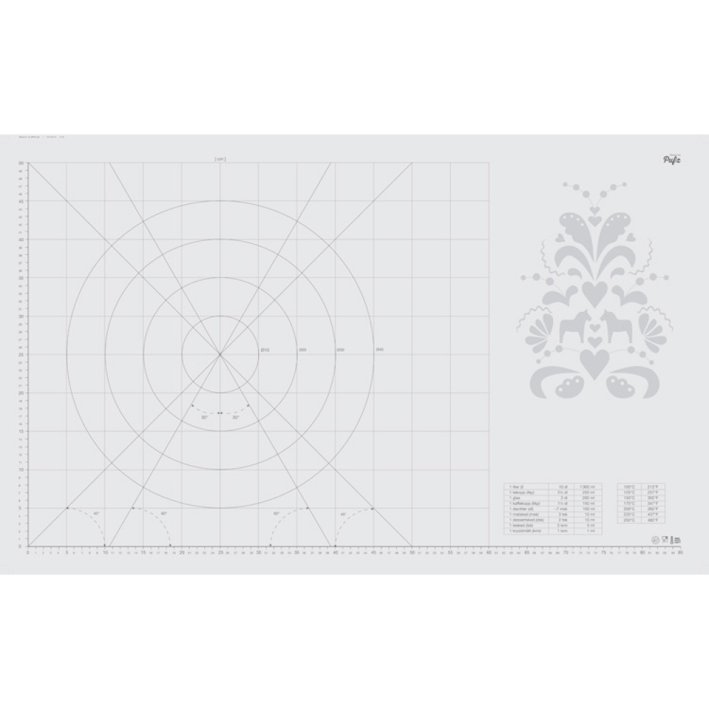 Stor bakmatta med mått & skalor, 90x55 cm i gruppen Hemmet / Kökssaker / Bakning hos SmartaSaker.se (11968)
