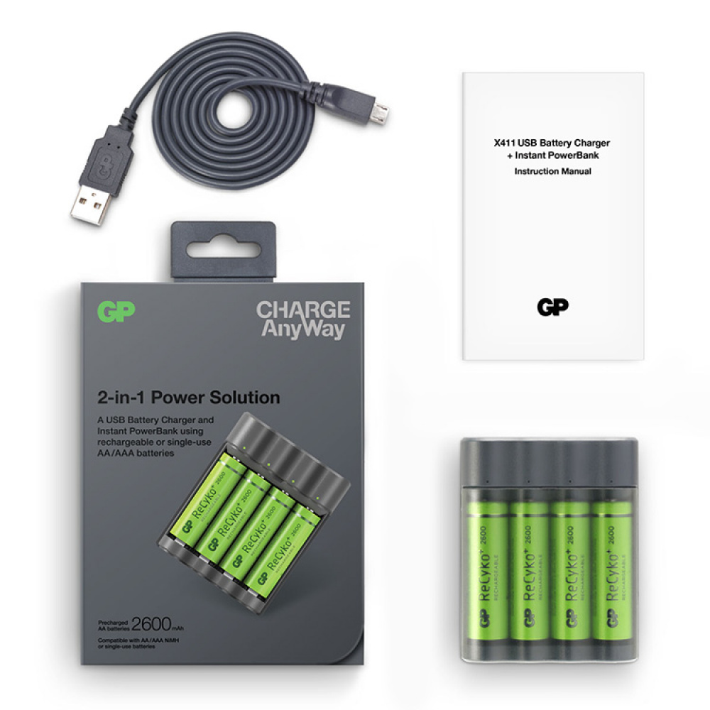 Batteriladdare med powerbank i gruppen Tillbehör och liknande / Batterier hos SmartaSaker.se (12787)