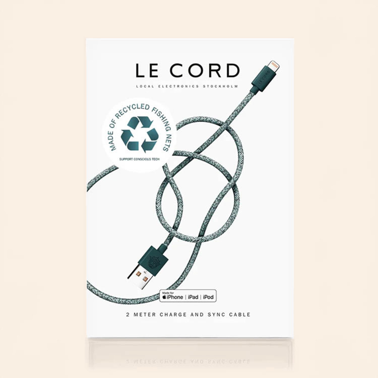 USB-kabel i återvunnet fiskenät, 2 meter i gruppen Hemmet / Elektronik / Kablar och Adaptrar hos SmartaSaker.se (14320)