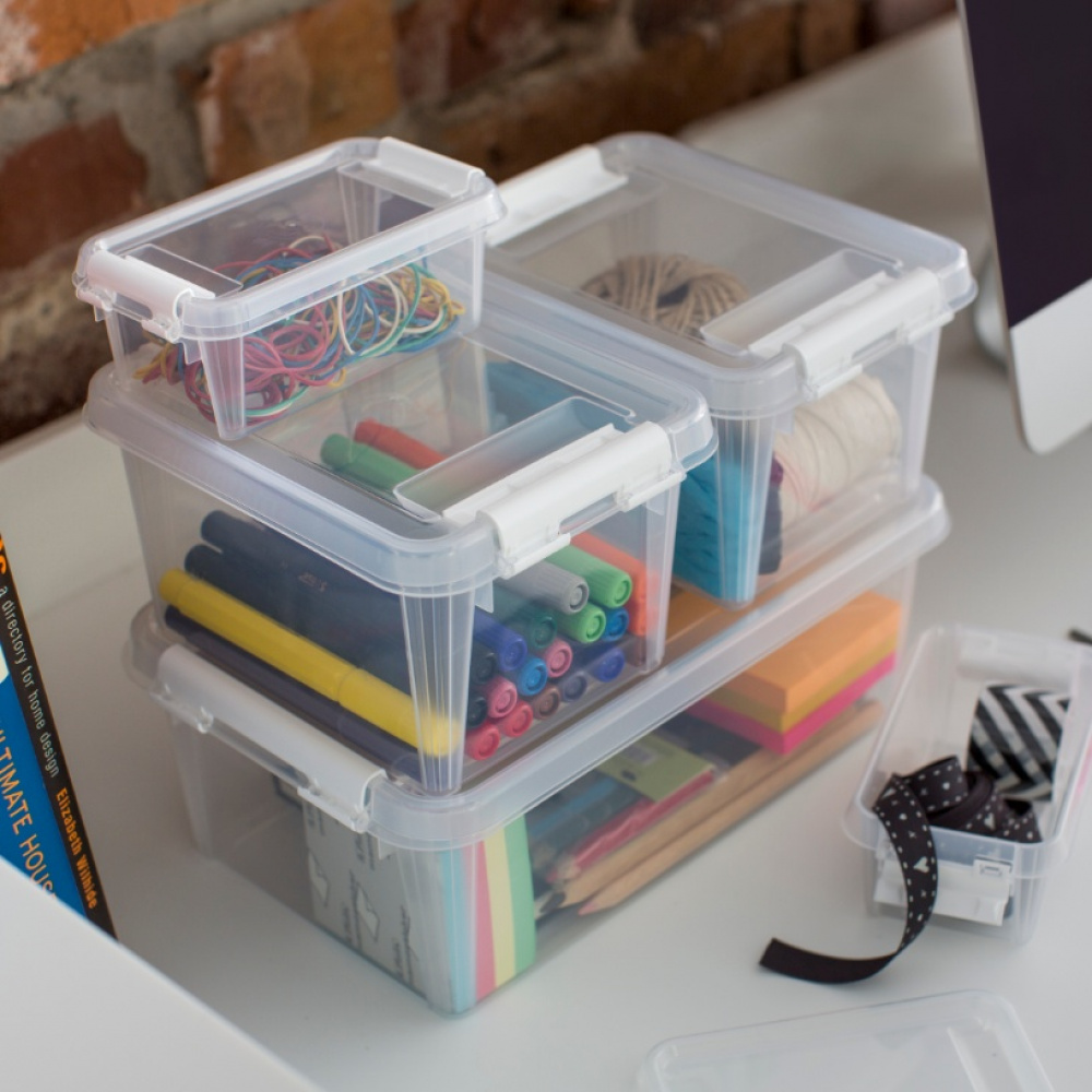 Ask / Låda, Liten, SMARTSTORE 1,5L HOME, 20 x 15 x H11 cm, Klar / Vit i gruppen Förvaring / Förvaringslådor hos SmartaSaker.se (40023)
