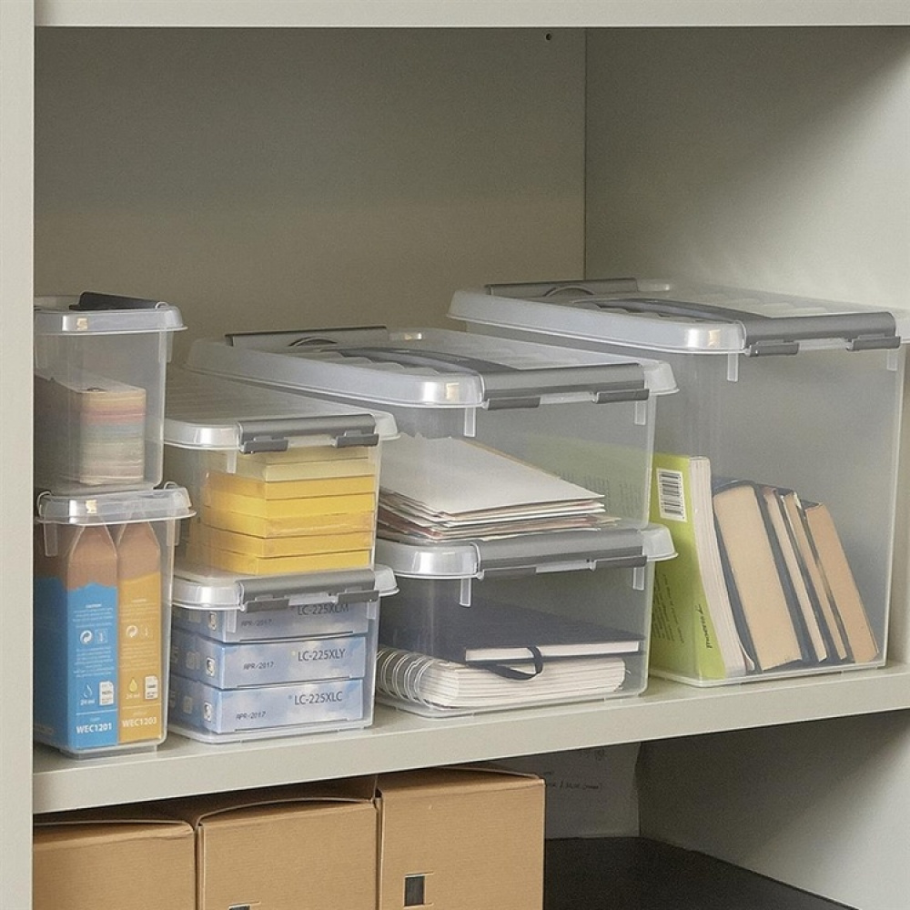 Ask / Låda, Hög, 3L, Q-LINE SMALL BOX, 20 x 15 x H 14 cm, Klar / Silvergrå i gruppen Förvaring / Förvaringslådor / Småförvaring hos SmartaSaker.se (40024)