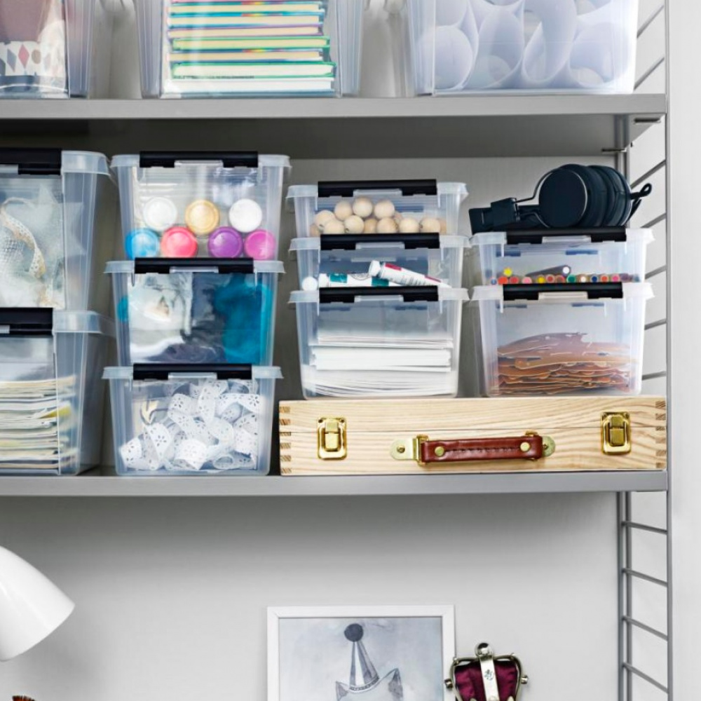 Ask / Låda, SMARTSTORE 1L, CLASSIC, 21 x 17 x H 6 cm, Klar / Svart i gruppen Förvaring / Förvaringslådor / Småförvaring hos SmartaSaker.se (40025)