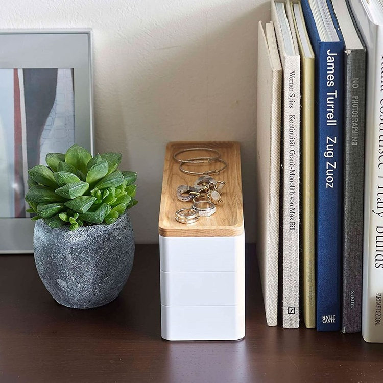 Ask för smycken, Långsmal, RIN 3-TIER ACCESSORY HOLDER, Yamazaki, Vit / Natur i gruppen Förvaring / Sovrumsförvaring / Smyckesförvaring hos SmartaSaker.se (40030)