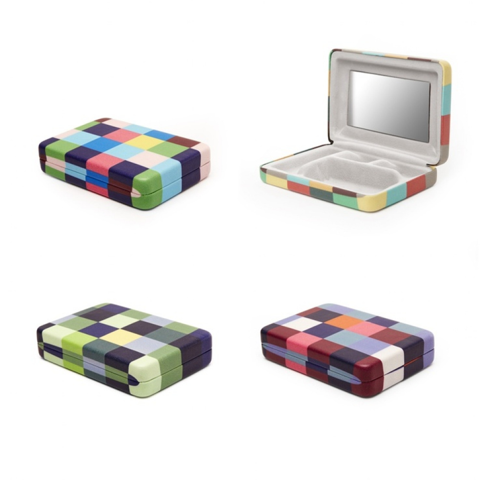 Ask med spegel, PORTABLE JEWELRY CASE, 10 x 7 x 2 cm i gruppen Förvaring / Förvaring på resa / Smyckesförvaring för resa hos SmartaSaker.se (40032)