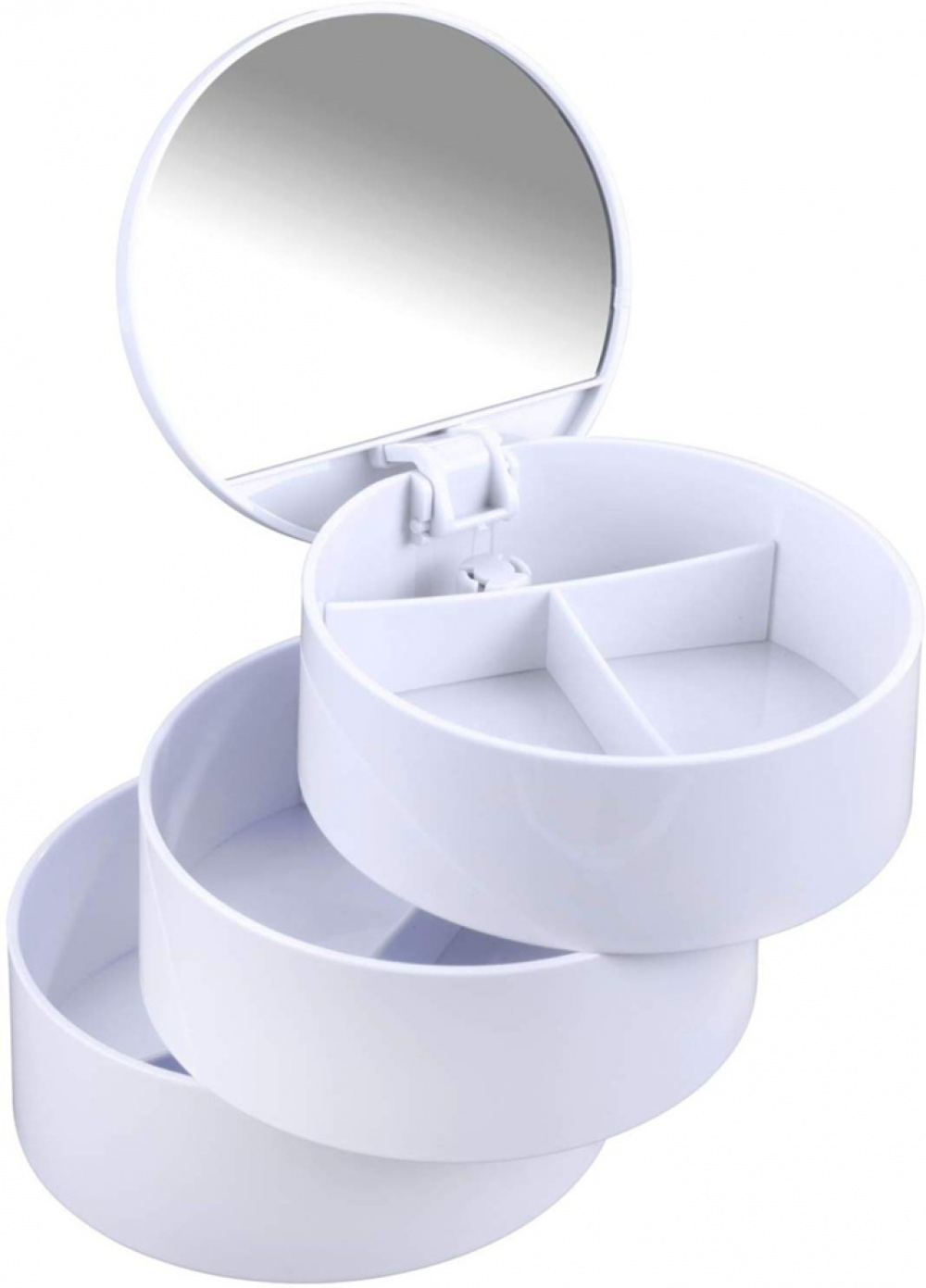 Ask med spegel, COSMETIC TOWER, Ø 13 x H14 cm, Vit i gruppen Förvaring / Badrumsförvaring / Sminkförvaring hos SmartaSaker.se (40033)