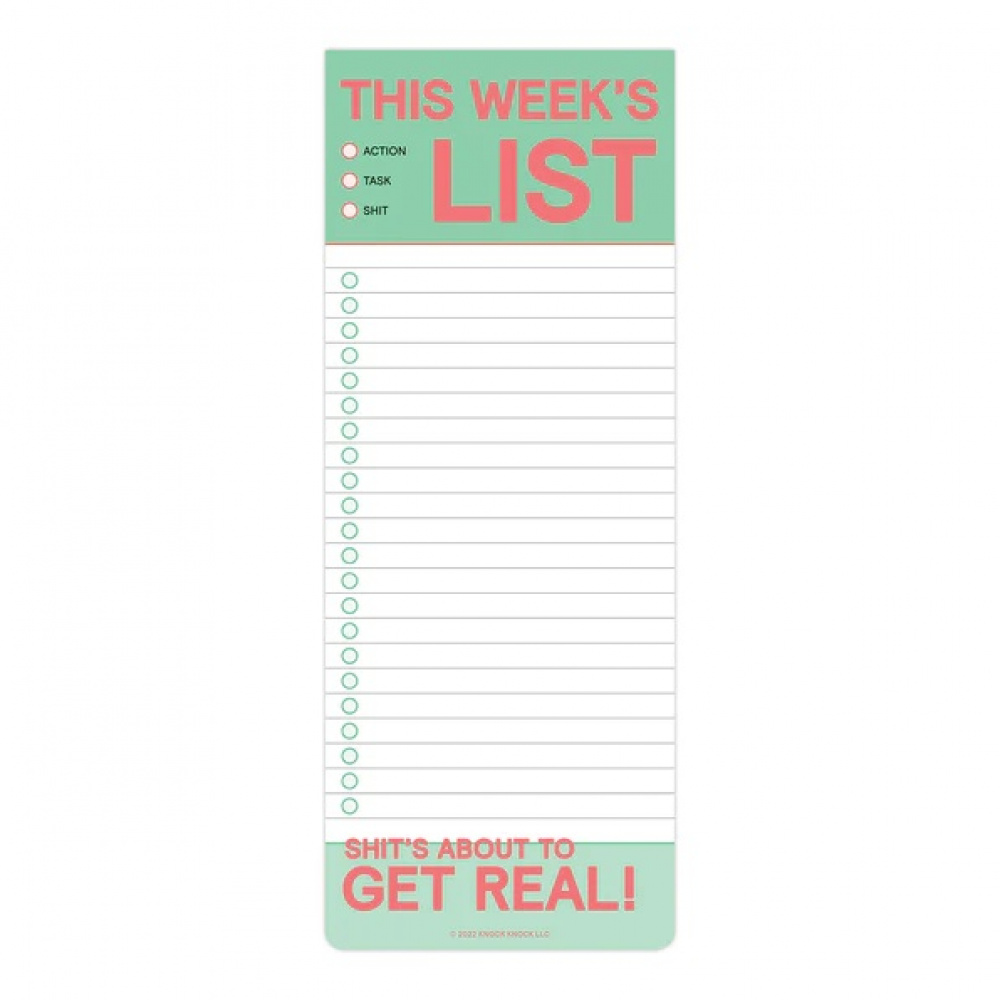 Att-Göra-Block, KNOCK-KNOCK THIS WEEK\'S LIST, 9 x H 23 cm, Vit / Grön i gruppen Förvaring / Kontorsmaterial hos SmartaSaker.se (40053)