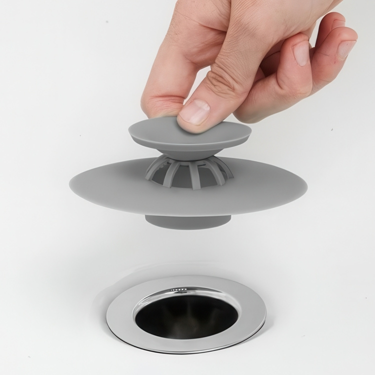Avloppssil / Propp, FLEX DRAIN AND HAIR CATCHER, Ø 10 cm, Umbra, Grå i gruppen Förvaring / Badrumsförvaring hos SmartaSaker.se (40059-gr)