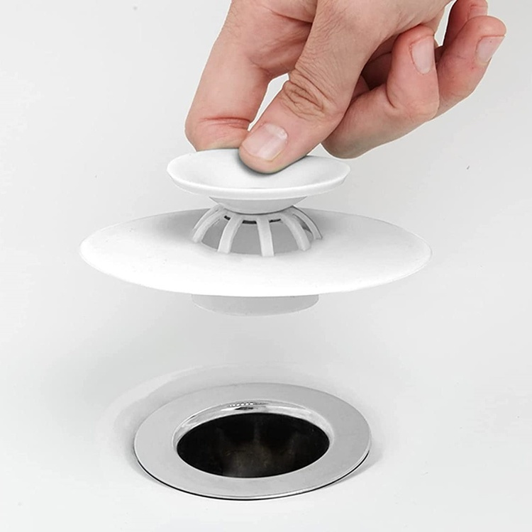 Avloppssil / Propp, FLEX DRAIN AND HAIR CATCHER, Ø 10 cm, Umbra, Vit i gruppen Förvaring / Badrumsförvaring hos SmartaSaker.se (40059-vit)