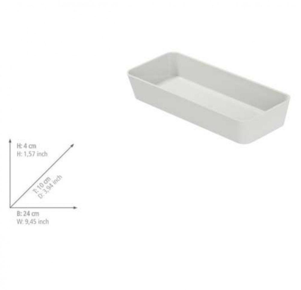 Avlång förvaringsbricka / lådinsats, GOM SOFT TOUCH, 24 x 10 x H 4 cm, Vit i gruppen Förvaring / Förvaringslådor hos SmartaSaker.se (40062)