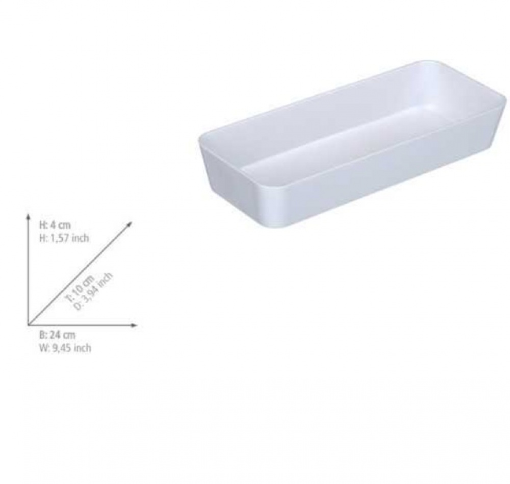 Avlång förvaringsbricka, CANDY, 24 x 10 x H 4 cm, Vit i gruppen Förvaring / Förvaringslådor hos SmartaSaker.se (40063)