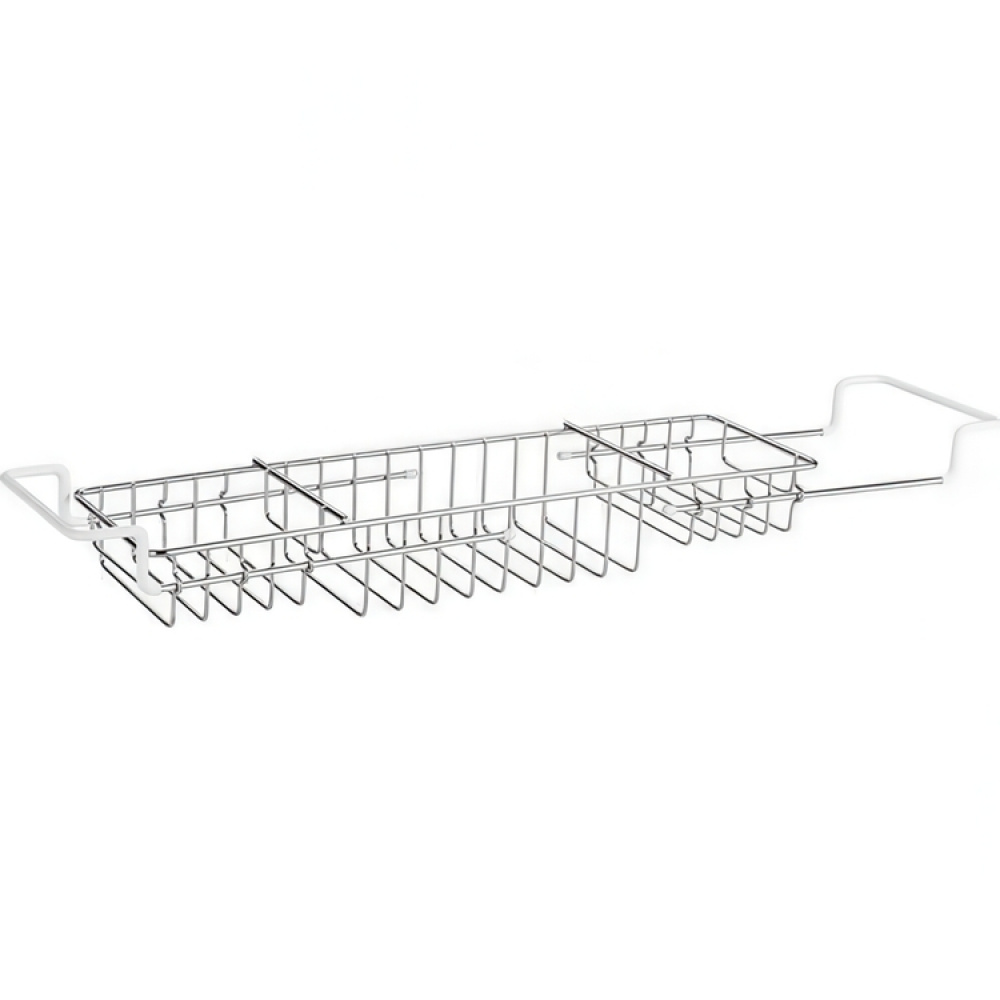 Badkarsbricka i metall, Utdragbar, TELESCOPIC BATH TUB TRAY, 58-92 x 13 x H 8 cm, Silver i gruppen Förvaring / Badrumsförvaring / Bad- och duschkorgar hos SmartaSaker.se (40075)