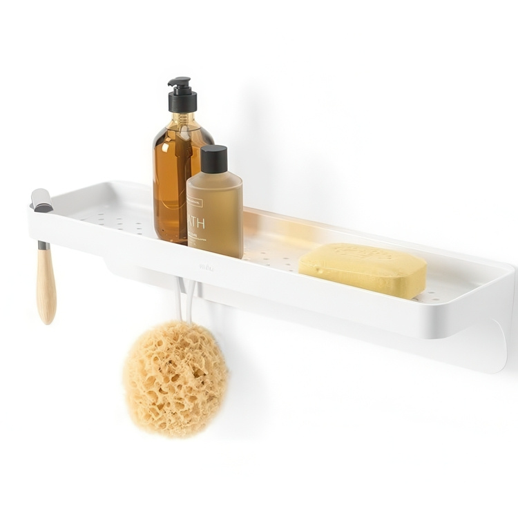 Badrumshylla, Självhäftande, UMBRA FLEX ADHESIVE, 41,3 x 11,6 x H 8,3 cm, Vit i gruppen Förvaring / Badrumsförvaring / Bad- och duschkorgar hos SmartaSaker.se (40079)