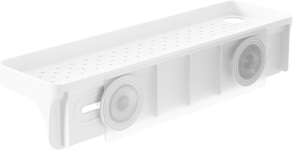Badrumshylla, Självhäftande, UMBRA FLEX ADHESIVE, 41,3 x 11,6 x H 8,3 cm, Vit i gruppen Förvaring / Badrumsförvaring / Bad- och duschkorgar hos SmartaSaker.se (40079)