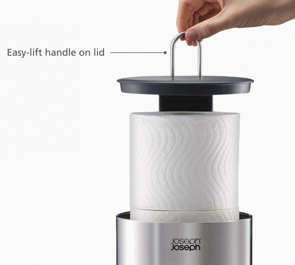 Behållare för extra toarullar, EASYSTORE LUXE, Joseph Joseph, Ã˜ 15,6 x H 41,4 cm, Rostfritt Stål i gruppen Förvaring / Badrumsförvaring hos SmartaSaker.se (40086)