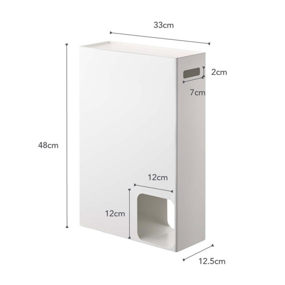 Behållare för toalettpappersrullar i metall, PLATE LARGE STOCKER, 33 x 12,5 x H 48 cm, Vit i gruppen Förvaring / Badrumsförvaring hos SmartaSaker.se (40087)