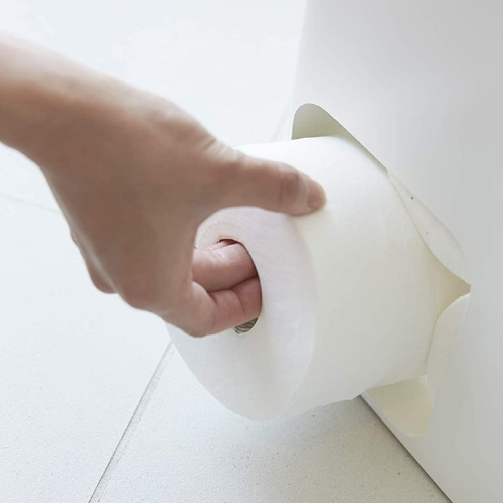 Behållare för toalettpappersrullar i metall, PLATE LARGE STOCKER, 33 x 12,5 x H 48 cm, Vit i gruppen Förvaring / Badrumsförvaring hos SmartaSaker.se (40087)