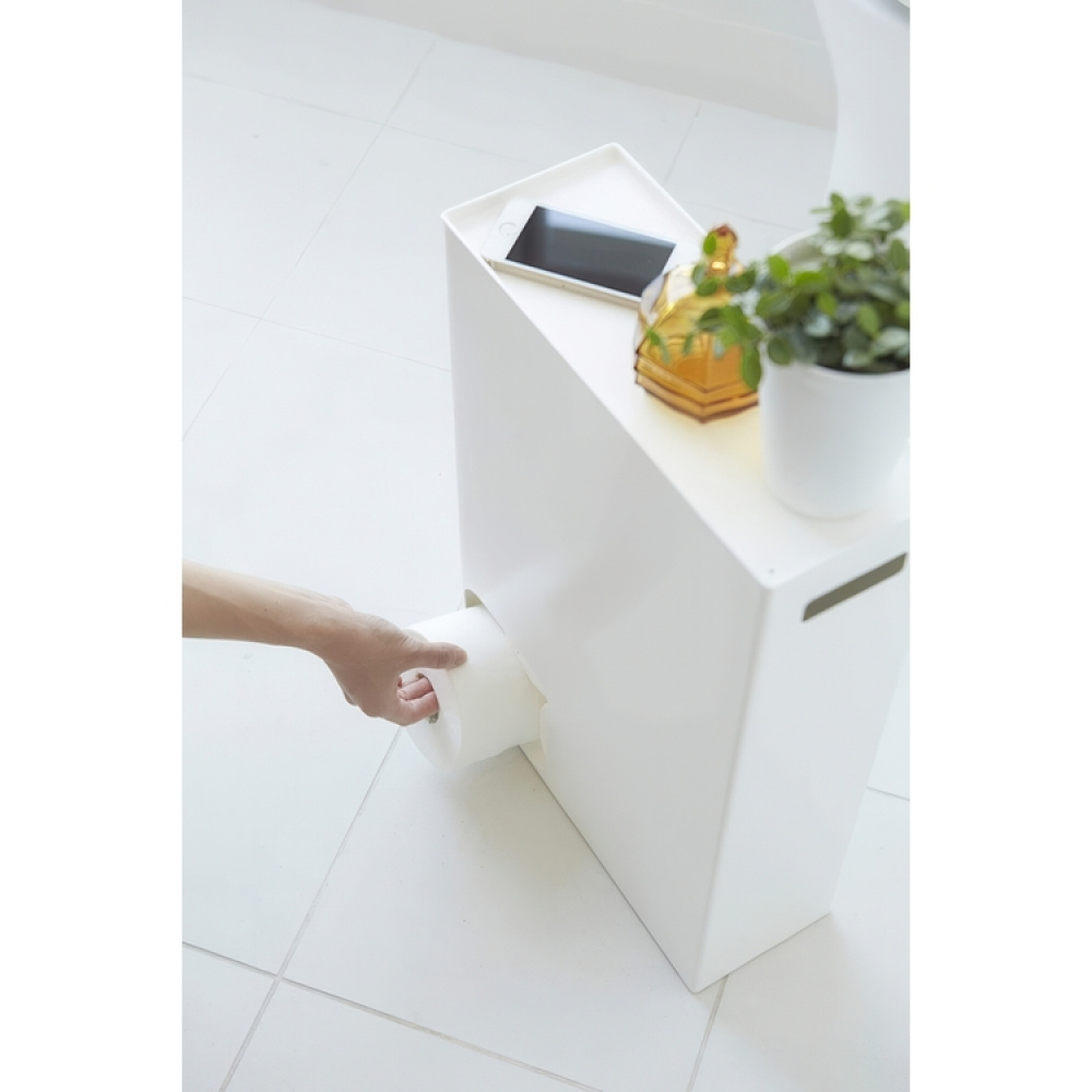 Behållare för toalettpappersrullar i metall, PLATE LARGE STOCKER, 33 x 12,5 x H 48 cm, Vit i gruppen Förvaring / Badrumsförvaring hos SmartaSaker.se (40087)