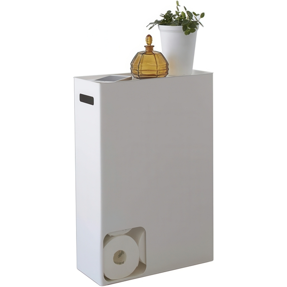 Behållare för toalettpappersrullar i metall, PLATE LARGE STOCKER, 33 x 12,5 x H 48 cm, Vit i gruppen Förvaring / Badrumsförvaring hos SmartaSaker.se (40087)