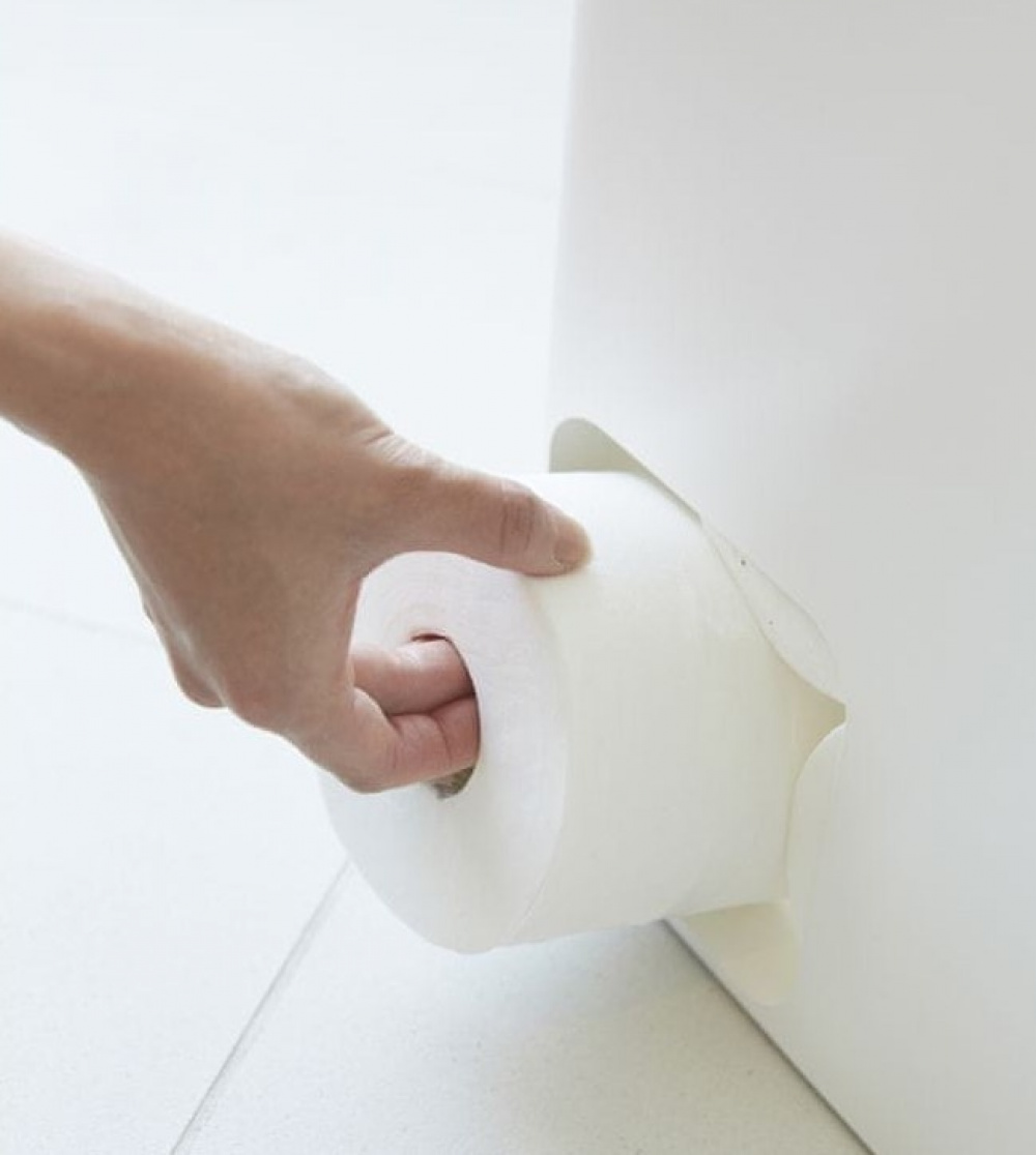 Behållare för toalettpappersrullar i metall, TOWER STOCKER, 23 x 12,5 x H 48 cm, Vit i gruppen Förvaring / Badrumsförvaring hos SmartaSaker.se (40088)