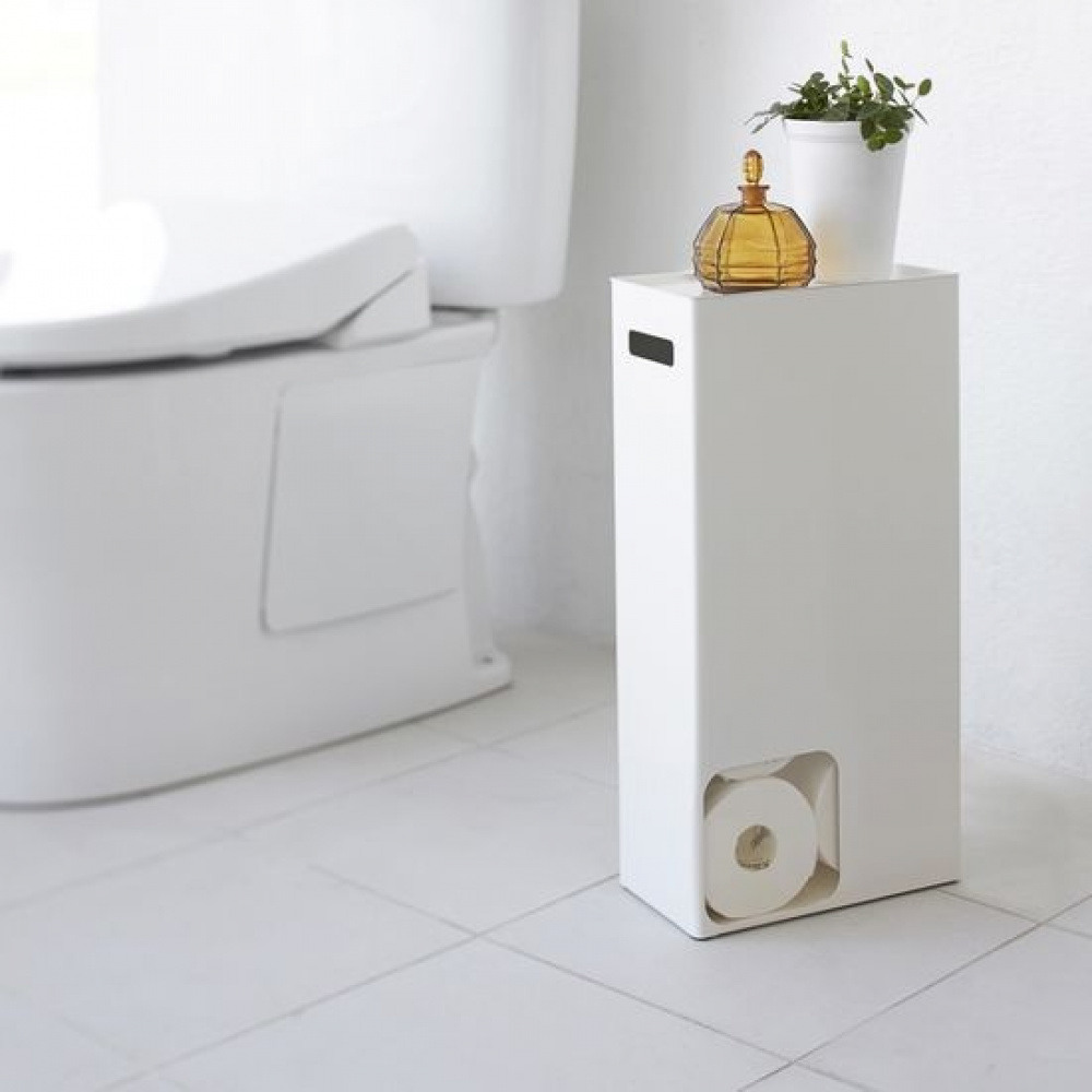 Behållare för toalettpappersrullar i metall, TOWER STOCKER, 23 x 12,5 x H 48 cm, Vit i gruppen Förvaring / Badrumsförvaring hos SmartaSaker.se (40088)