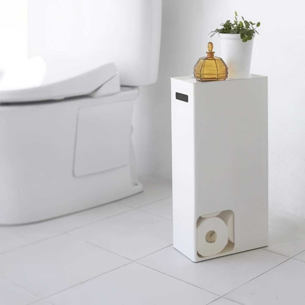 Behållare för toalettpappersrullar i metall, TOWER STOCKER, 23 x 12,5 x H 48 cm, Vit i gruppen Förvaring / Badrumsförvaring hos SmartaSaker.se (40088)