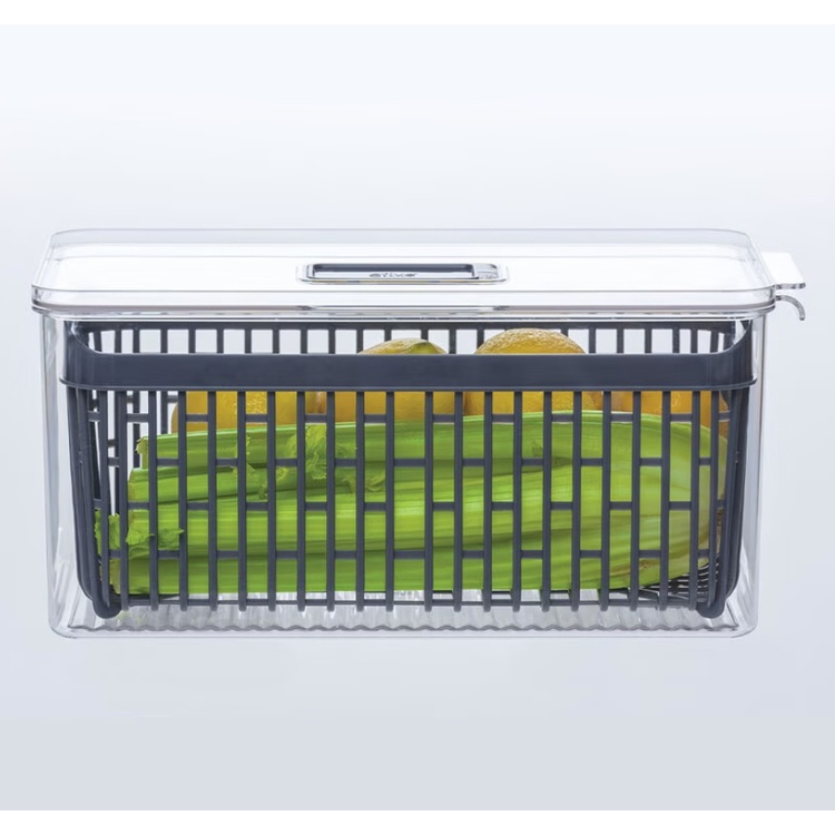 Behållare med durkslag. STAY FRESH BIN, 32,5 x 16,4 x H 15 cm, Klar / Grå i gruppen Förvaring / Köksförvaring hos SmartaSaker.se (40094)