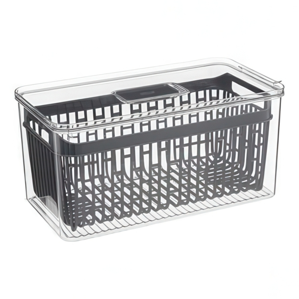Behållare med durkslag. STAY FRESH BIN, 32,5 x 16,4 x H 15 cm, Klar / Grå i gruppen Förvaring / Köksförvaring hos SmartaSaker.se (40094)