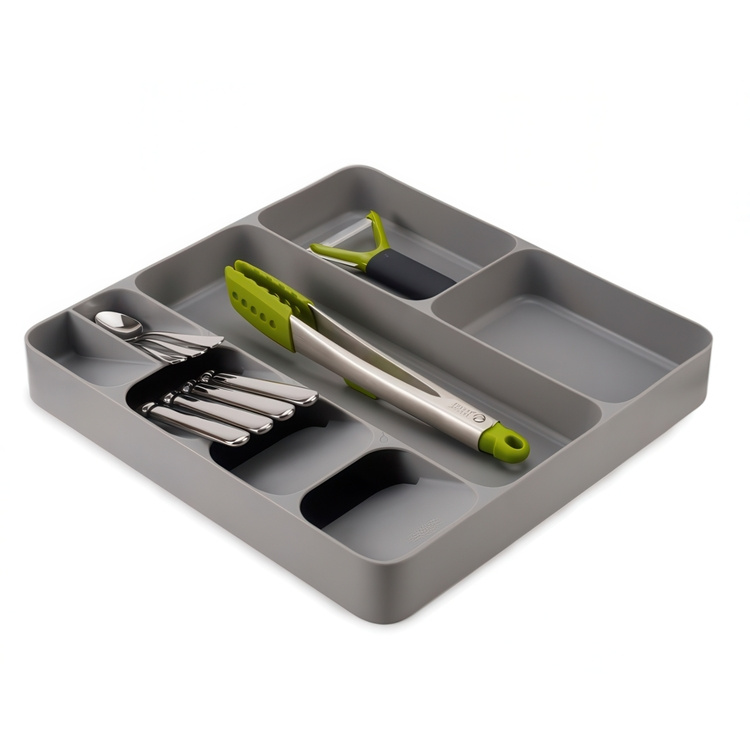 Bestick- & Redskapslåda, 8 fack, DRAWERSTORE, Joseph Joseph, 40 x 38,5 x H5,8 cm , Grå i gruppen Förvaring / Köksförvaring / Organisera köksskåp / Besticklådor hos SmartaSaker.se (40096)