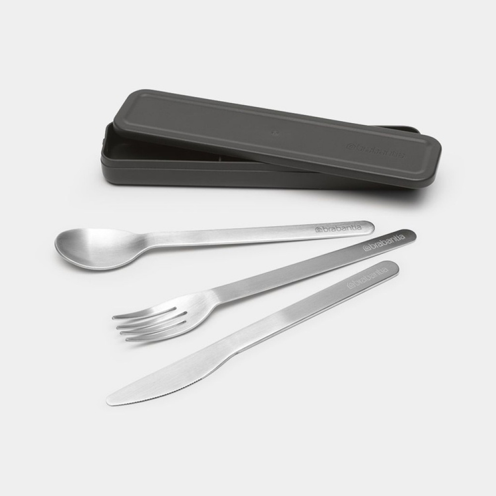 Bestick i fodral, MAKE & TAKE CUTLERY SET, Brabantia, Mörkgrå / Silver i gruppen Förvaring / Köksförvaring / Matlådor hos SmartaSaker.se (40097)