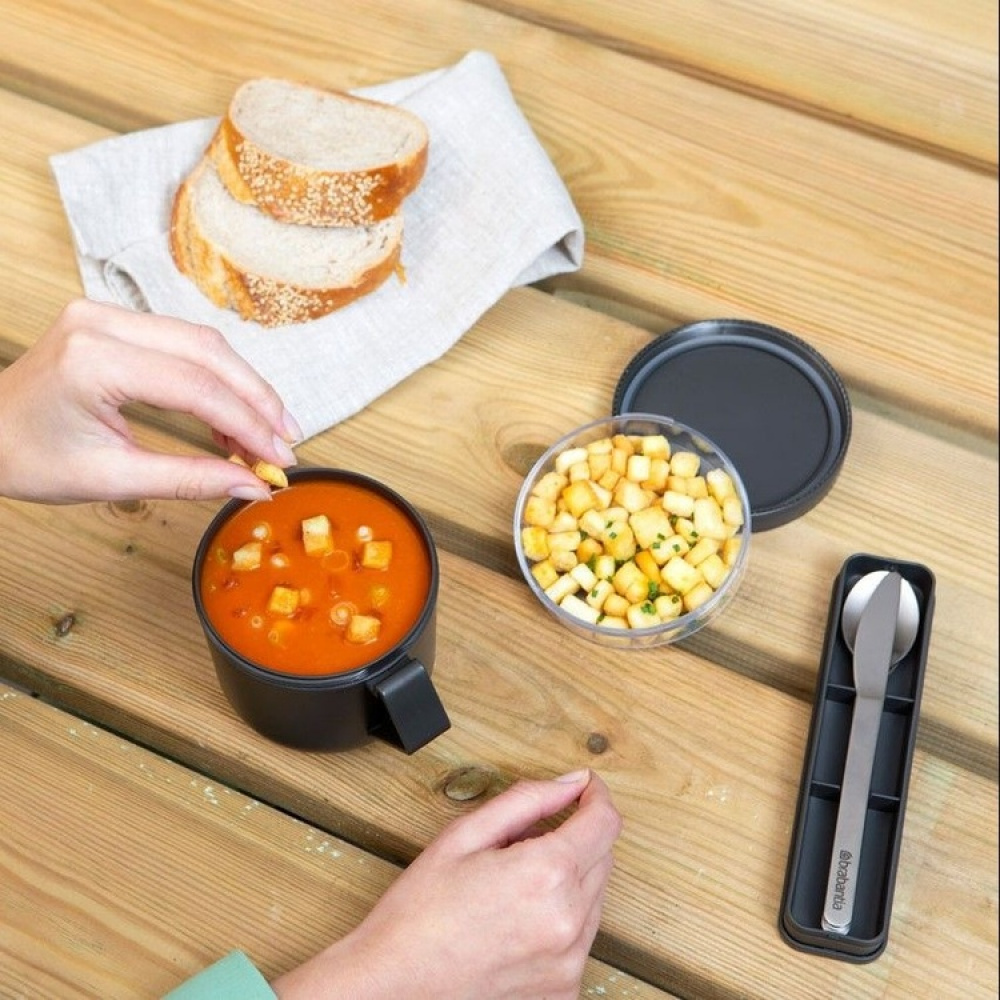 Bestick i fodral, MAKE & TAKE CUTLERY SET, Brabantia, Mörkgrå / Silver i gruppen Förvaring / Köksförvaring / Matlådor hos SmartaSaker.se (40097)