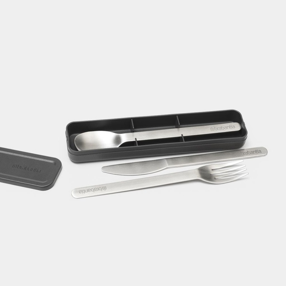 Bestick i fodral, MAKE & TAKE CUTLERY SET, Brabantia, Mörkgrå / Silver i gruppen Förvaring / Köksförvaring / Matlådor hos SmartaSaker.se (40097)