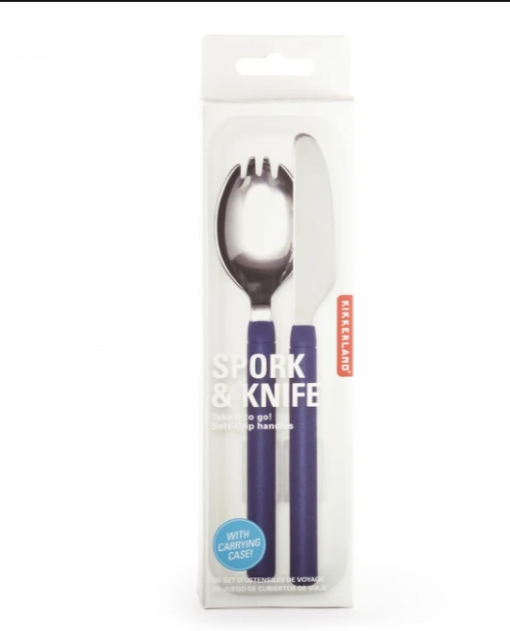 Bestick i fodral, SPORK & KNIFE SET, Kikkerland, Marinblå i gruppen Förvaring / Köksförvaring / Matlådor hos SmartaSaker.se (40099)