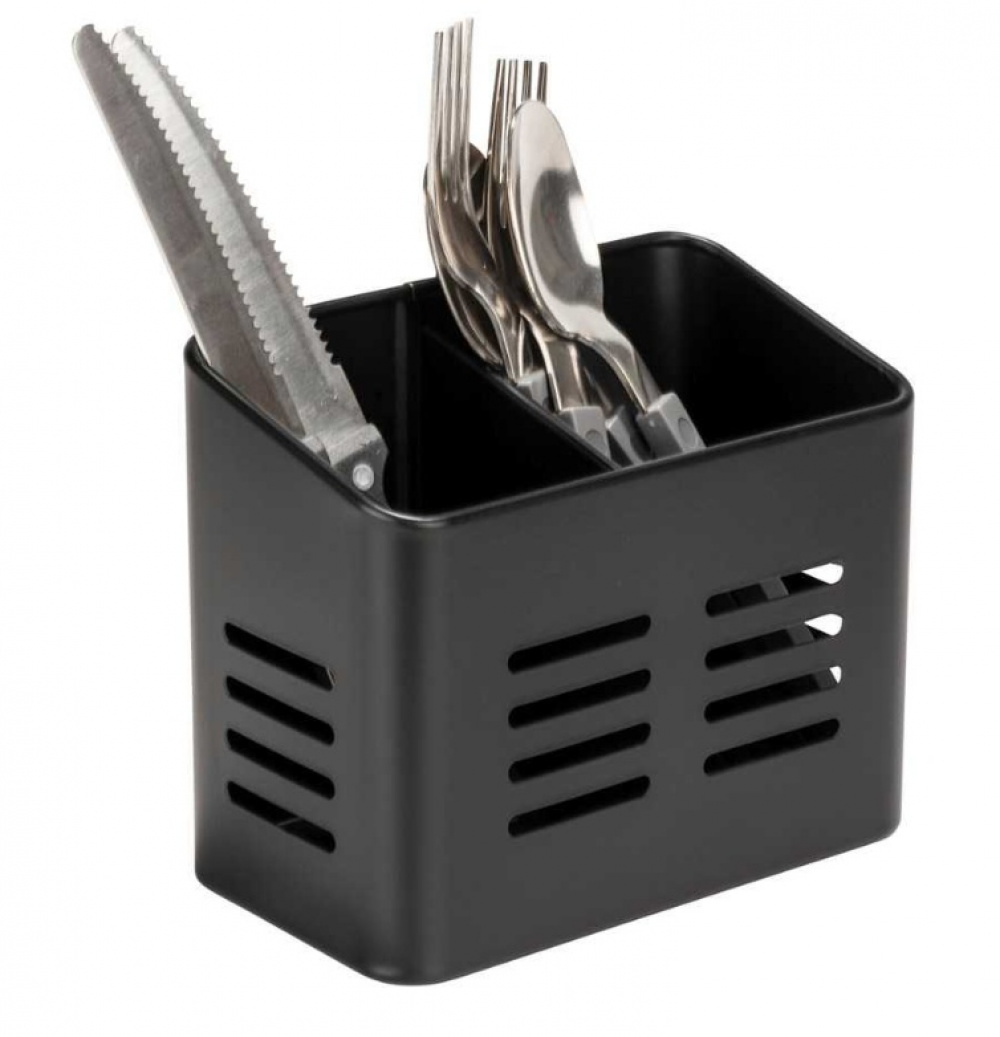 Bestickkorg i metall, BLACK UTENSIL CADDY 16 x 9 x H 13,5 cm, Svart i gruppen Förvaring / Köksförvaring / Organisera köksskåp / Besticklådor hos SmartaSaker.se (40101)