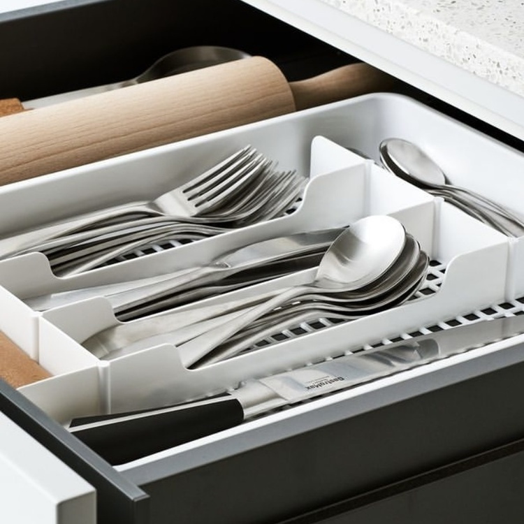 Besticklåda / Lådinsats, 6 fack, Stor, GASTROMAX, 41 x 31 x H 5 cm, Vit i gruppen Förvaring / Köksförvaring / Organisera köksskåp / Besticklådor hos SmartaSaker.se (40102)
