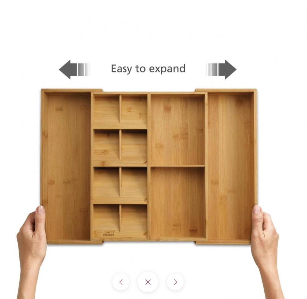 Besticklåda i Bambu, Expanderbar, DRAWERSTORE, Joseph Joseph, 40 x 32~56 x H 6,8 cm, Natur i gruppen Förvaring / Köksförvaring / Organisera köksskåp / Besticklådor hos SmartaSaker.se (40106)