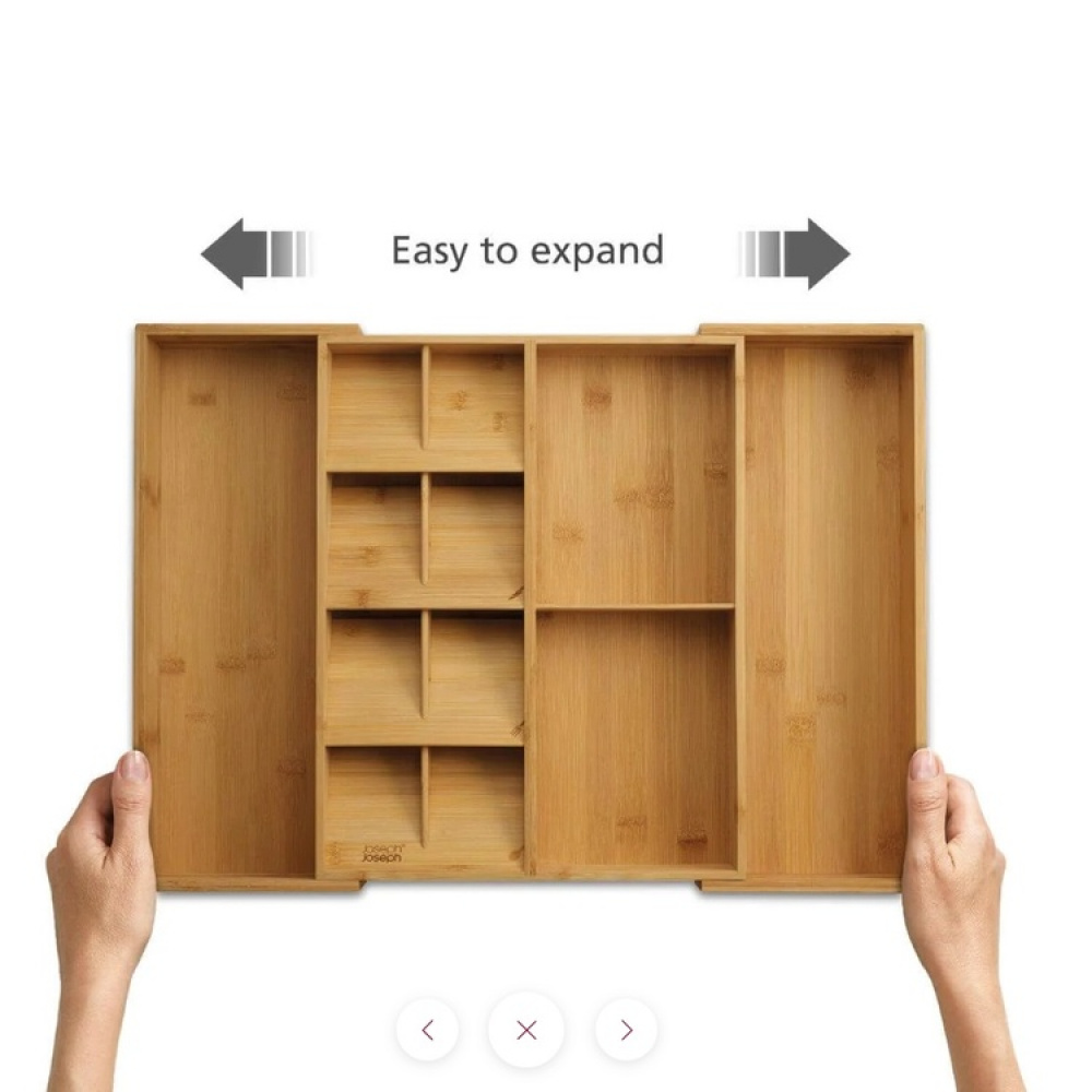 Besticklåda i Bambu, Expanderbar, DRAWERSTORE, Joseph Joseph, 40 x 32~56 x H 6,8 cm, Natur i gruppen Förvaring / Köksförvaring / Organisera köksskåp / Besticklådor hos SmartaSaker.se (40106)